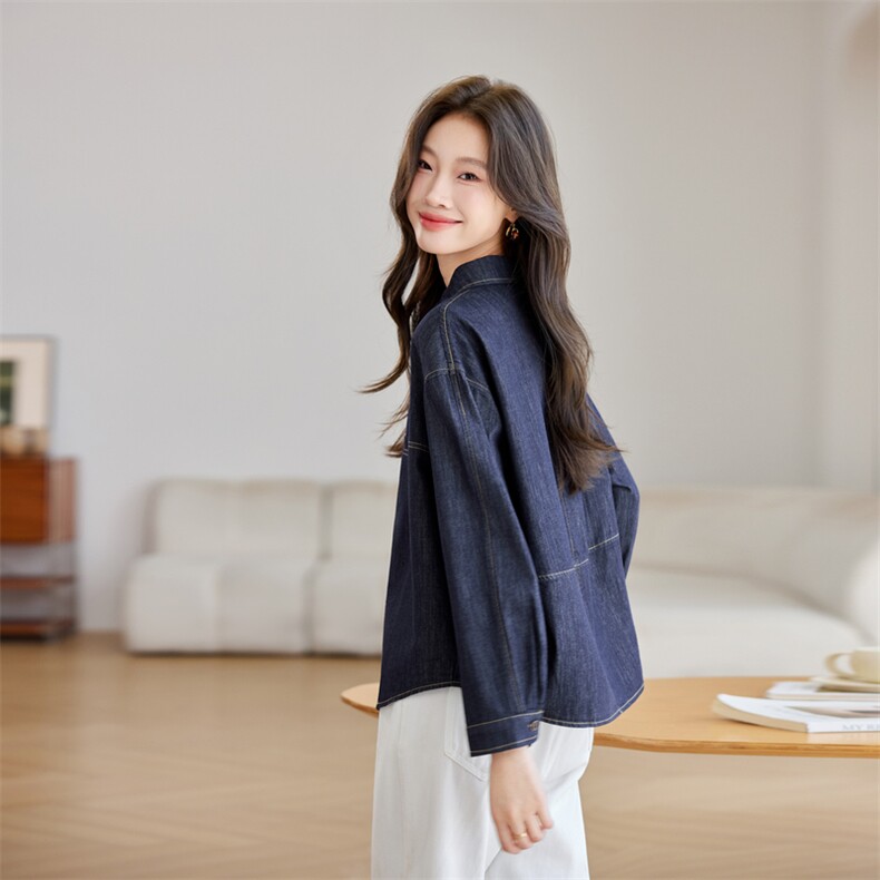 深蓝色牛仔外套女2025早秋新款巨好看的又酷又飒减龄韩系短款夹克,女装短外套,素月