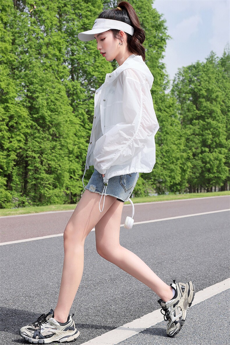 杭亦诺2362春夏新款韩版宽松立领百搭小个子抽皱短外套女显瘦上衣,女装防晒衣,依万里
