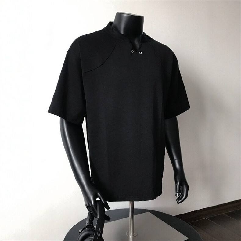 【有货】DT59-P40夏季重磅t恤男V领宽松半袖纯棉正肩高级感痞帅潮,男装T恤,星座603-2