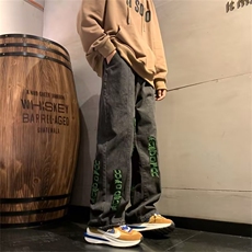 牛仔裤美式hiphop裤子ins高街潮直筒长裤N0589-P50，男装牛仔裤，星座308B-1