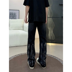 扎染弯刀牛仔裤男款美式高街vibe直筒微喇裤310A-4-NZ75-P55，男装牛仔裤，星座310A-4