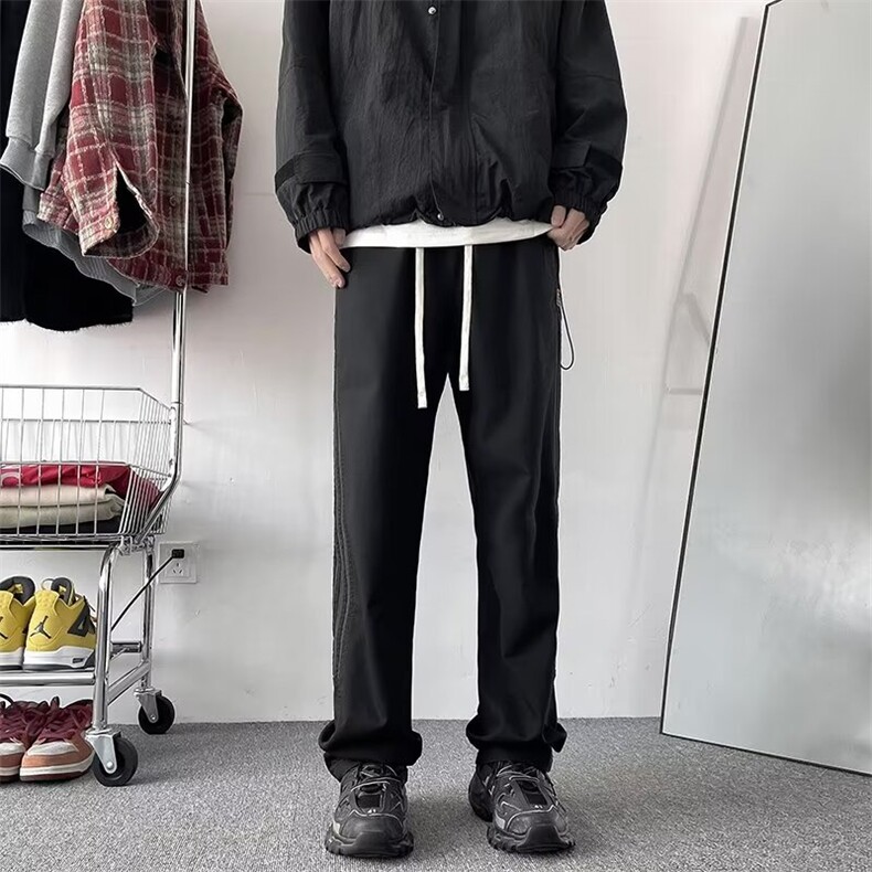 美式机能冲锋裤男春款潮松紧腰黑色裤子防水休闲裤R3072P48,男装休闲裤,星座1116-2