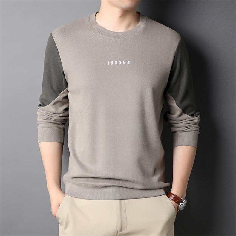 HPN790男式2023秋季服装新款长袖T恤青年圆领卫衣四季打底体恤P61图片