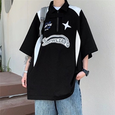文艺日系男POLO衫五分袖简约夏季原宿潮流短袖T恤T94-P32，男装Polo衫，星座1116A-1（原606A）