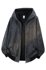 春季时尚潮流雪尼尔卫衣半拉链连帽上衣W2506M-5XL，男装卫衣，星座210-1