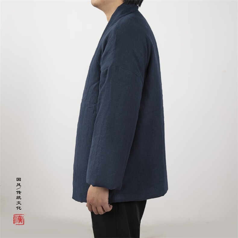 风男装棉麻禅意中长款男士改良汉服棉衣外套H80P145,男装棉衣,钱塘802