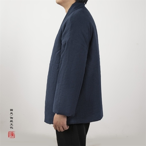风男装棉麻禅意中长款男士改良汉服棉衣外套H80P145图片