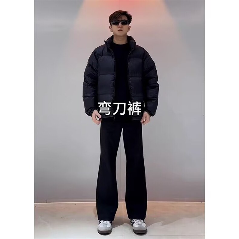黑色马吉拉柳叶弯刀西裤男款垂坠感高级感cleanfit直筒微喇叭裤子图片