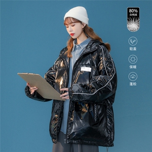 80白鸭绒中性风22冬季新款夜光连帽羽绒服YR101P255控299图片