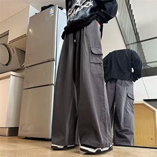 工装裤子男春秋季潮流宽松抽绳束脚裤港风ins潮流高街运动休闲裤，男装休闲裤，星座716-3