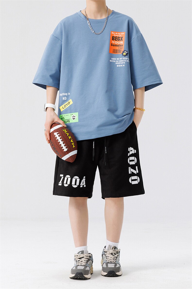 主推夏季新款印花短袖短裤套装青少年套装TZ6132特批40,男装休闲套装,星座210-1