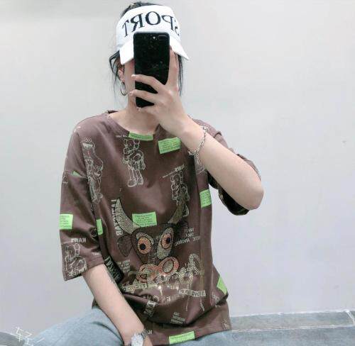 印花汤钻T恤，女装T恤，艾酷欧派