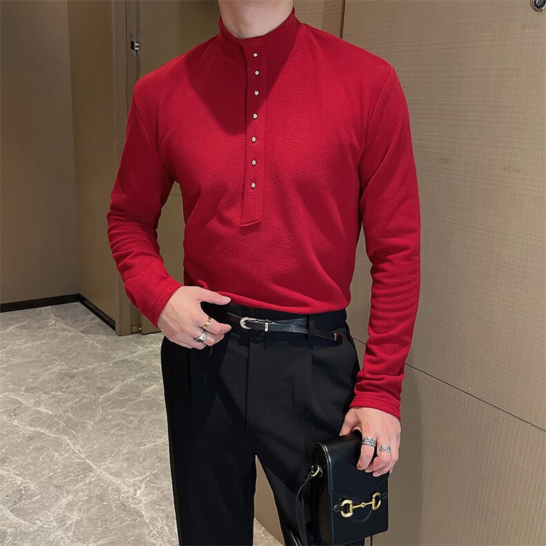 秋冬网红潮男铆钉设计长袖T恤时尚德绒打底衫内搭上衣TX1236-P48,男装T恤,电商B267