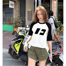 抖音得物品质二开240克宽松纯棉美式潮牌插肩三杠织带短袖T恤，男装T恤，电商A486