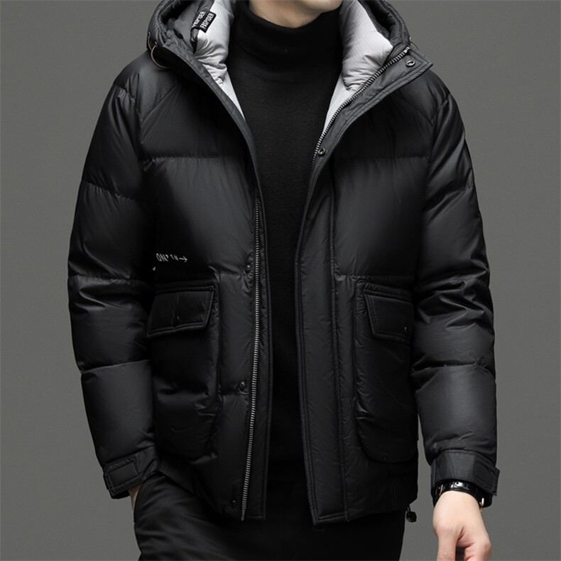 羽绒服男士2023新款中年连帽商务休闲上衣冬季加厚保暖外套男装,男装羽绒服,电商B212（原钱塘6029）