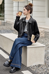 海宁皮衣外套女短款2025秋季新款宽松显瘦设计感小众pu皮夹克上衣图片