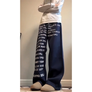 时尚纯色字母印花休闲裤，A061-AX01699-特P40-视频截图图片
