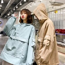 709-JK31-P9020秋款情侣宽松字母印花透明大口袋连帽夹克，男装夹克，星座709