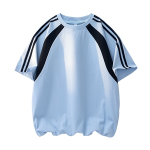 美式运动球服短袖男夏季潮牌重磅纯棉宽松休闲凉感t恤HH5713-P25图片