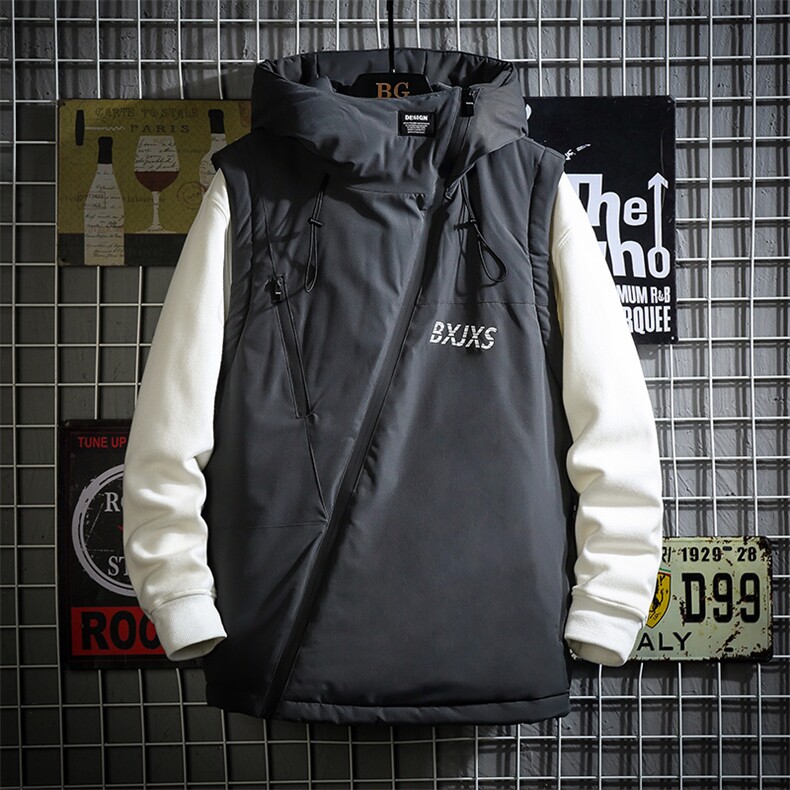 网格灰色连帽棉马甲男秋冬季休闲百搭棉背心外套A090-MJ20P75限98,男装背心/马甲,电商A089-1