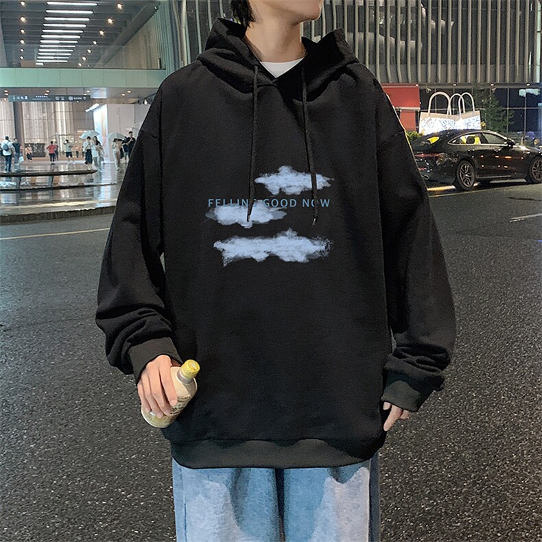 WY2143-P35加绒款-P40纯棉连帽卫衣男大码运动帽衫宽松薄外套男,男装卫衣,电商A040