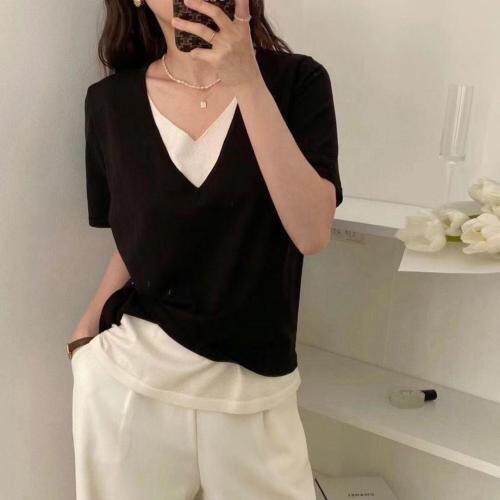 夏季新款假两件现货，女装，纳米格