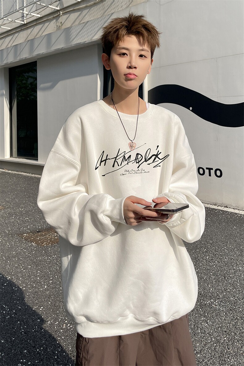 已注册/华棉外景秋冬新款宽松大码圆领卫衣男WY00711/P35加绒P45,男装卫衣,电商B316