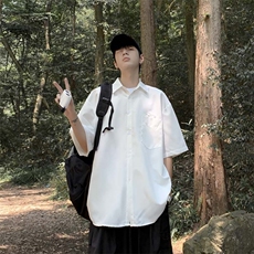 衬衫夏季设计感短袖衬衣潮牌痞帅男款港风百搭休闲外套CS0406-P37，男装衬衫，星座308B-2