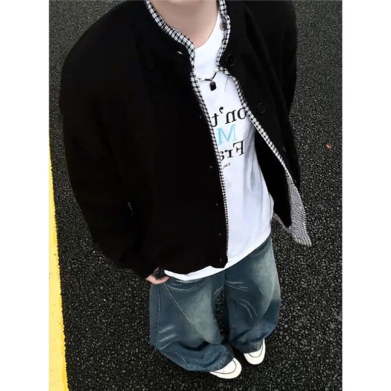 网图灰色复古格子假两件针织开衫休闲毛衣外套A025-SM1075-P68,男装针织衫/毛衣,电商A025