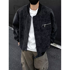 秋冬新款开衫夹克美式复古休闲慵懒风男纯色外套jk113p68，男装夹克，电商D315