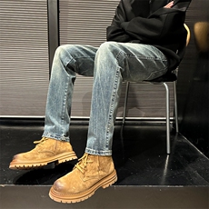 潮牌高街牛仔裤修身小脚闪电纹长裤610A-1-K3703-P65，男装牛仔裤，星座610A-1
