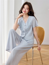 2026夏装新款重工艺刺绣钉珠两件套女套装女，女装套装/套裙，贵人树