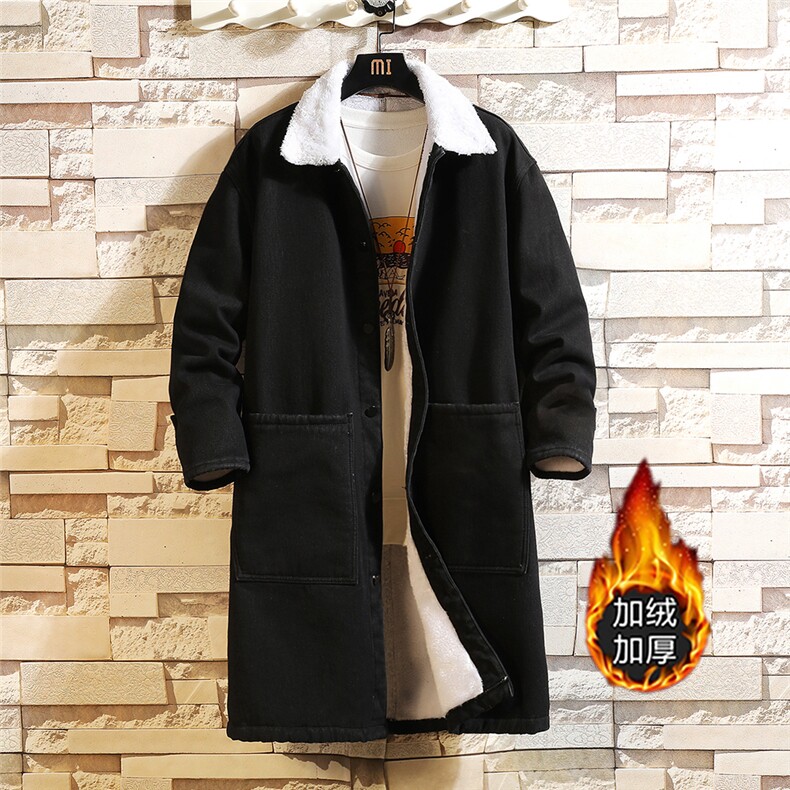 FY643J-P95M-5XL控138加绒羊羔绒砖墙长款牛仔风衣大码外套，男装风衣，星座103A