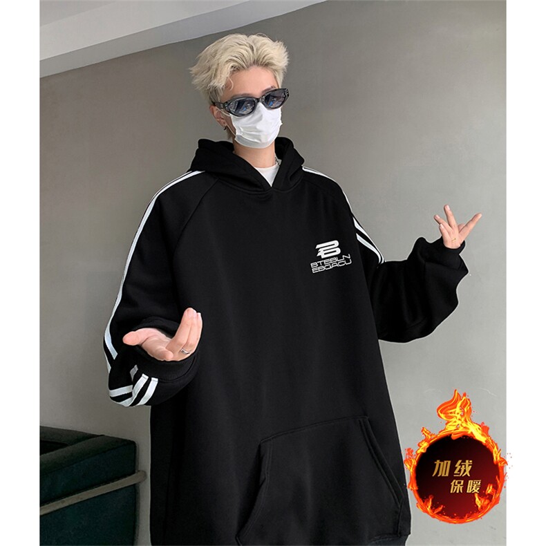 抖音得物供货提供视频秋冬重磅美式宽松织带连帽卫衣0633,男装卫衣,电商A486