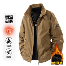 跨境冬季羊羔绒夹克外套男士加绒加厚棉衣翻领保暖衣H830-P70，男装棉衣，星座1403A