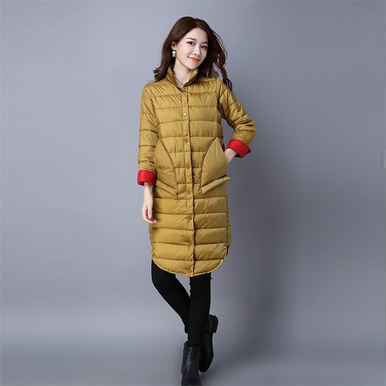 长袖2020年冬季加厚中长款修身棉衣/棉服排扣方领,女装棉衣/棉服,独衣靓