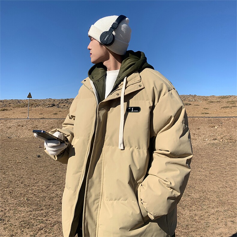 现货抖音得物二开三防加厚假两件拼接连帽棉衣冬季棉服LL9999,男装棉衣,电商A486