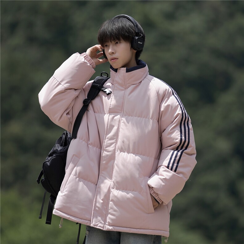 ！冬季条纹五防立领加绒加厚棉衣情侣撞色棉服外套MY7777-P68,男装棉衣,星座610B-1