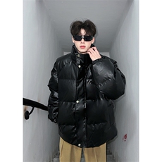 405A美式高街个性金属设计假两件pu皮棉服MY24925-P155控188，男装棉衣，星座405A