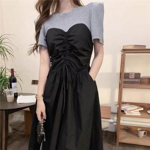 夏装新款抽绳韩版连衣裙，女装连衣裙，尚+