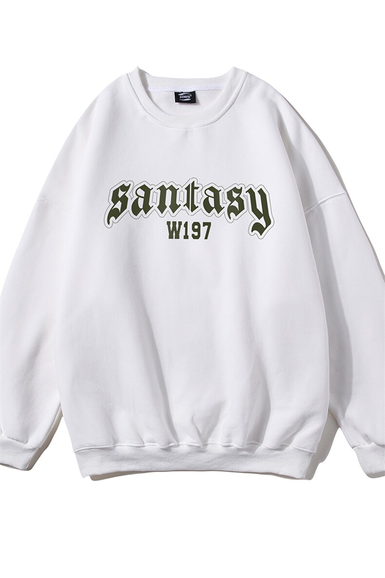 白底新款秋季时尚百搭字母印花圆领宽松卫衣W1023P30控48,男装卫衣,电商A247-1