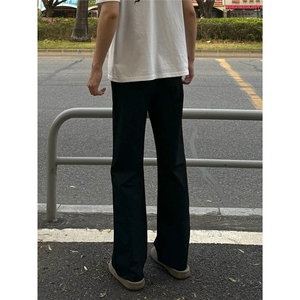 黑色弯刀西裤男款夏季直筒修身显瘦裤子高级感小众质感微喇休闲裤图片