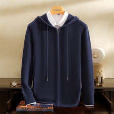 2025年秋季长袖长袖青春流行经典平面开衫帽衫，男装羊绒开衫，雪贝坊一店