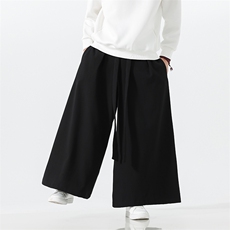 2025秋冬汉服唐装风棉麻阔腿裤马面裤K371加绒P65-常规P55，男装民族服装，电商A057B