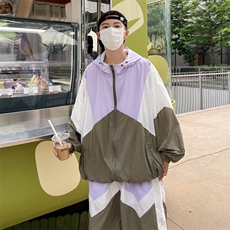 时尚连帽防晒套装男夏季运动风拼色防晒衣夹克XZ514-2-1607-P98，男装防晒衣，星座514-2(原B239)