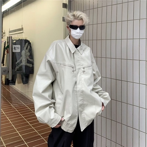 短款皮衣外套男春秋季高级感痞帅设计感小众骑行机车夹克图片