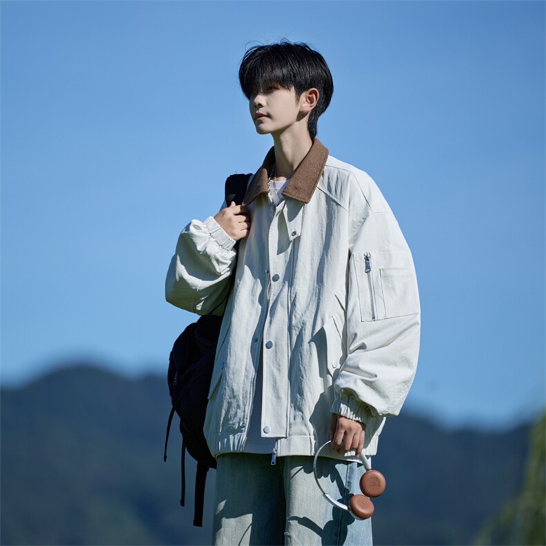 胖胖哥美式潮l流休闲工装夹克男秋季宽松大码翻领棒球服上衣外套,男装夹克,星座109