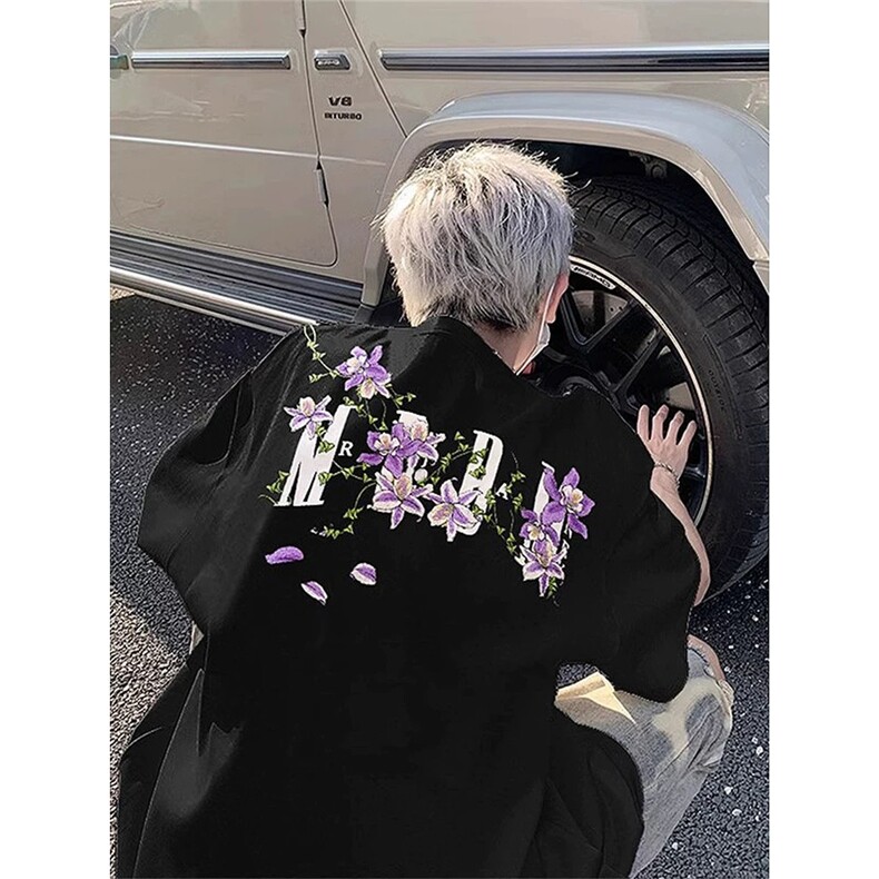 网图有货 藤蔓花卉印花短袖T恤男女夏季潮牌复古半袖 A344-P25图片