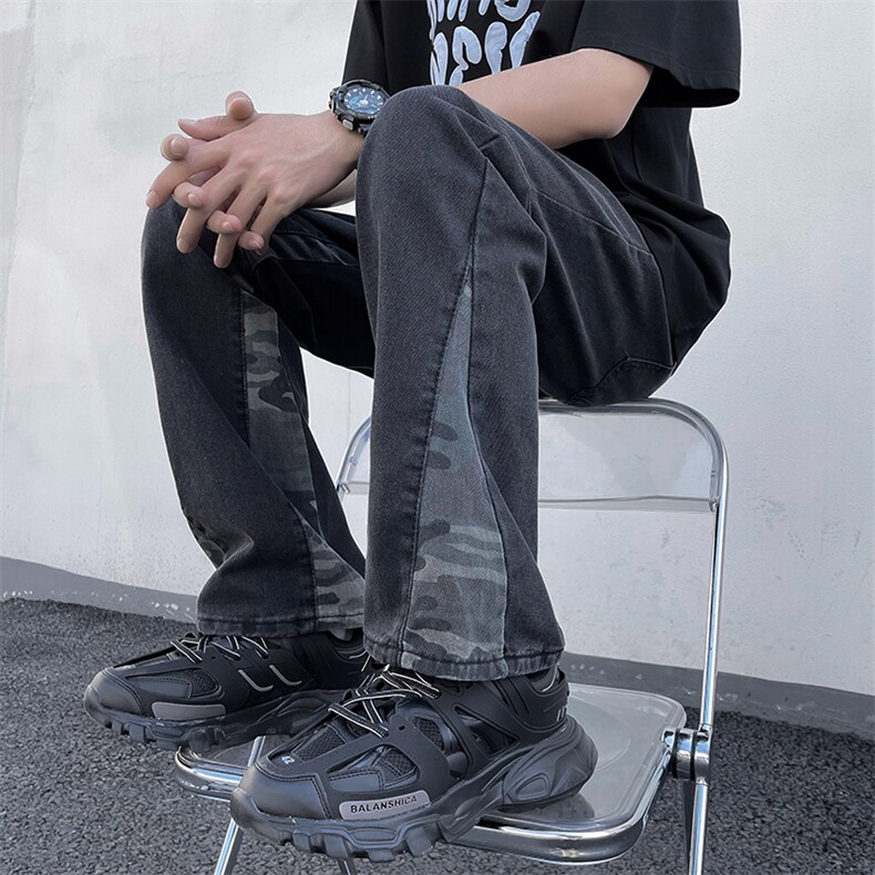 美式高街牛仔裤男韩版潮拼色个性2023秋冬新款ins长裤RK1006-P43,男装牛仔裤,星座412-3