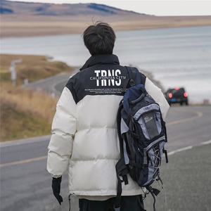 新疆山系宽松休闲字母印花立领PU皮棉服A247-MY84007 特批95控158图片